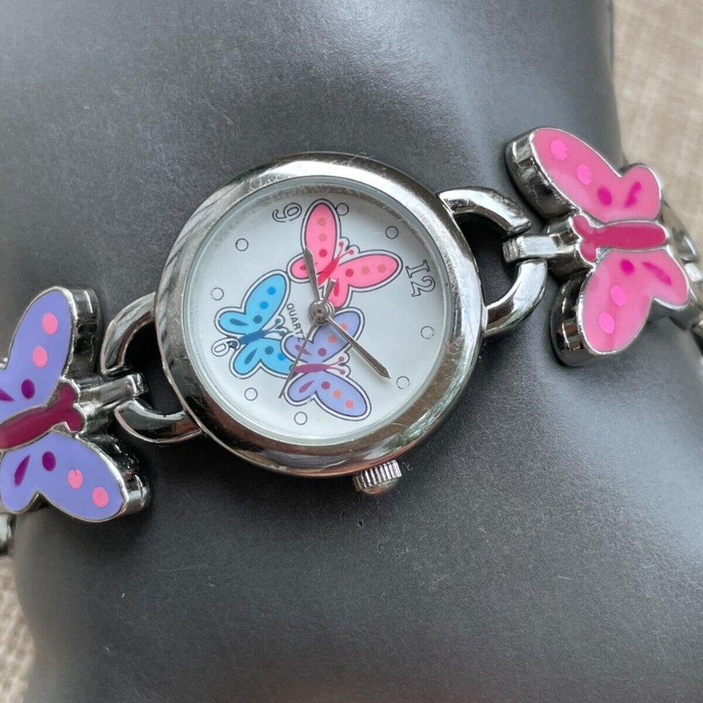 Accutime Women Wrist Watch Butterfly Analogs Quartz Ladies Watch Multi Color - Picture 2 of 11